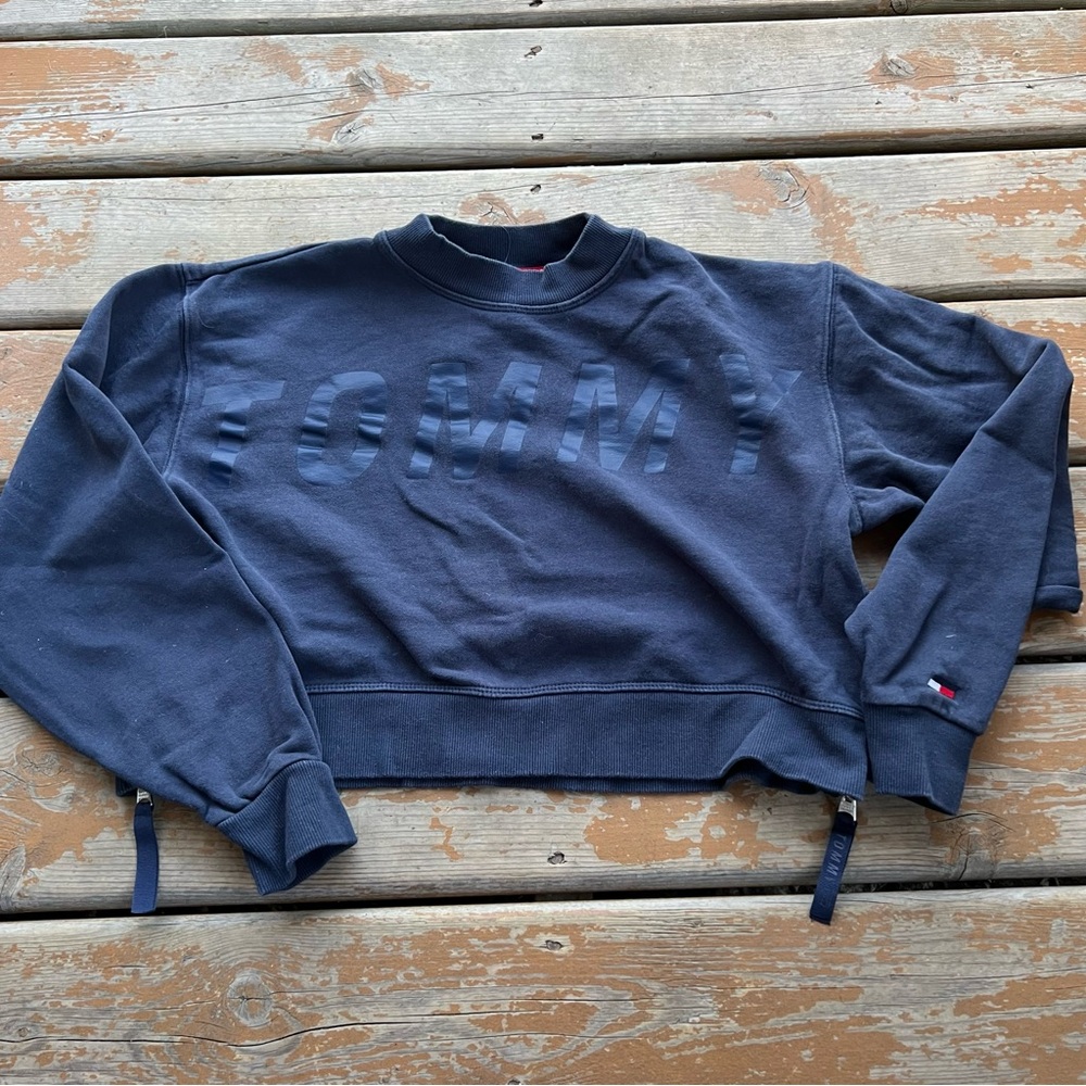 Tommy Hilfiger Sport Navy Blue Crop Sweater - Size Small
